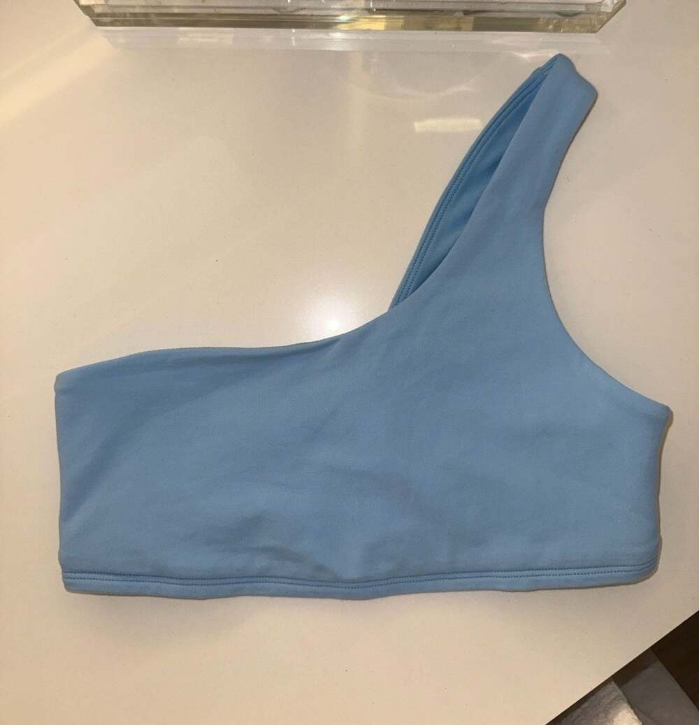 Alo Yoga Wellness Asymmetric One-Shoulder Bra Top - Blue
